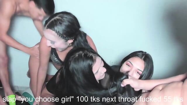 triple black haired hairjob