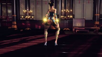 Busty Chun Li In Slutty Bodysuit Solo Dancing And Posing In сhinese Temple