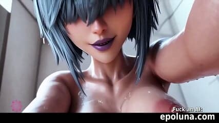 Incredible Chick With Round Tits And Blue Hair Enjoys Her Time In A Shower Ai Video