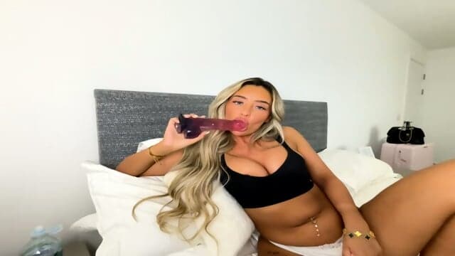 Sexy Blonde In Lingerie Teases On Bed