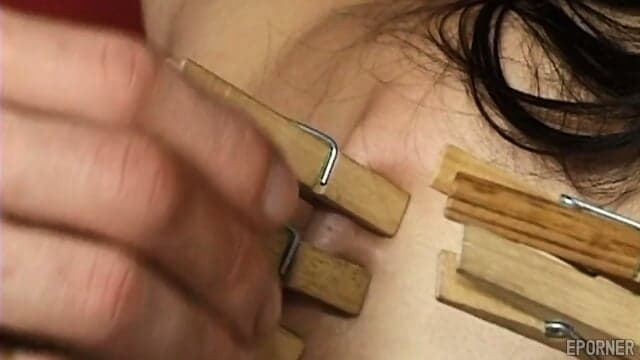 Brunette In Lingerie Gets Spanked And Clothespin Play