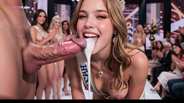 Beauty Contest Turns Into A Blowjob And Cum Eating Competition - (Ai Generated)