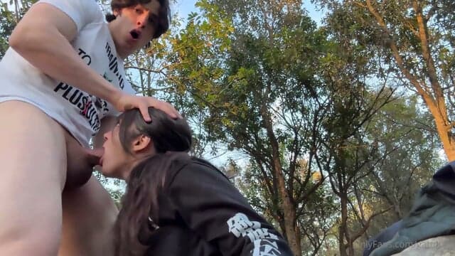 French exhibitionist couple fucking in the middle of the woods 1080p