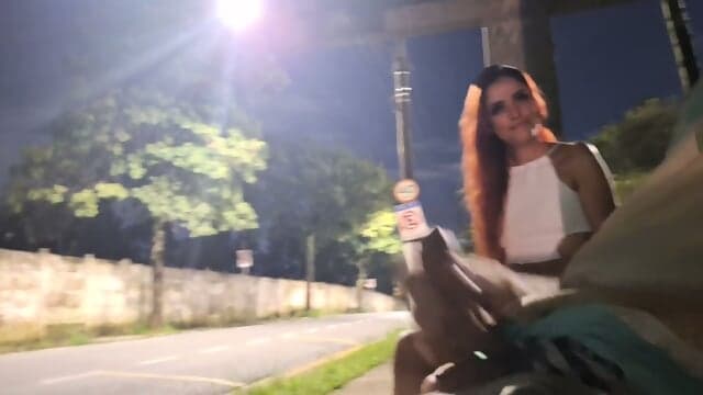 Public Bus Stop Masturbation With Hot Girl - Outdoor Handjob & Blowjob