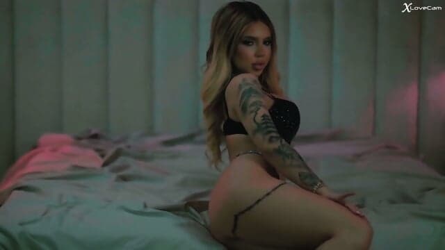Beautiful Tattooed Blonde In Lingerie