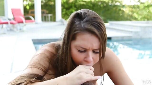 Pretty Brunette Sucks And Rubs Dick