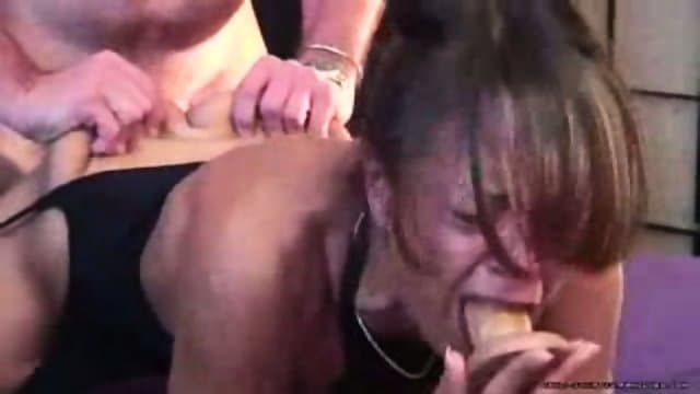 Squirting Brunette in Doggy