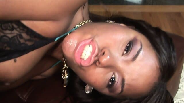 Tight ebony pussy gets creampied