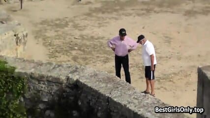 Young Couple Tourists Sex Inside Public Monuments Voyeur