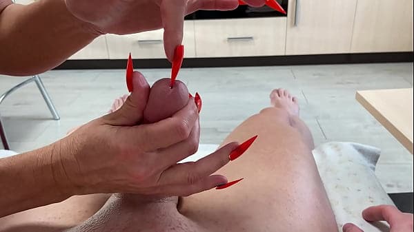 Old lady handjob oiled massage big cock