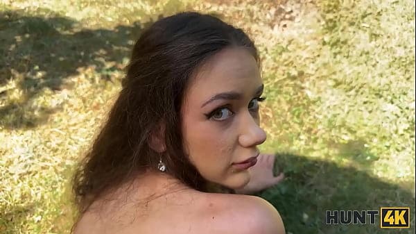HUNT4K. Rough outdoor sex with a lot of cum between a teen. Hot sex with Vixi Rafi & George Uhl