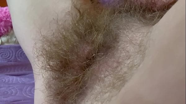 Monster hairy pussy masturbation with huge clit...