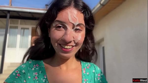 Country Slut Sucks Three Cocks and Gets a Lot of Cum on Her Face - Public Cumwalk