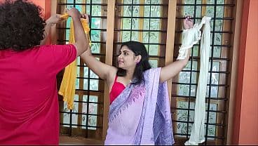 Stepsister Saree Removal and Hand Tied Blindfol...