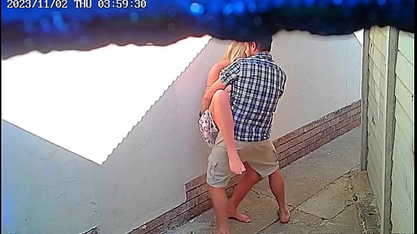 Cctv camera caught couple fucking outside publi...
