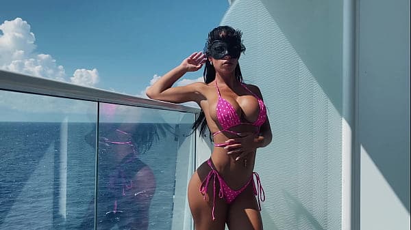 MILF getting fucked on the balcony of a cruise ...