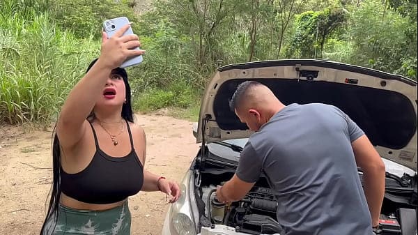 Curvy Colombian babe gets her car damaged and a...