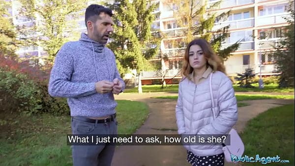 Public Agent Tight Spanish babe gives blowjob a...