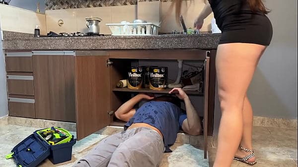 Tiny Colombian girl hires a plumber and ends up...