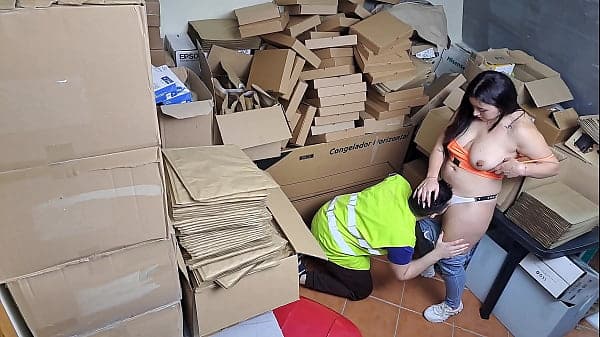 Sexy latina goddess boss catches employee on th...