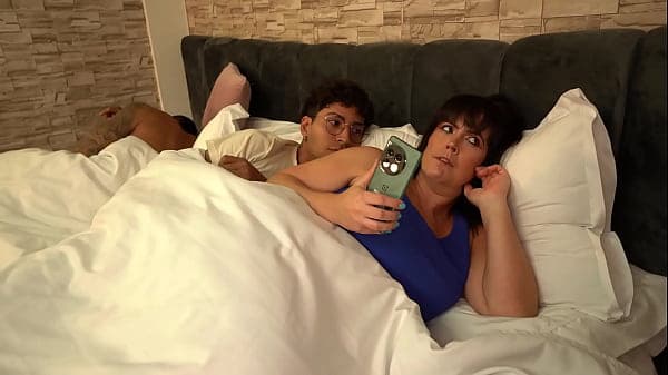 Big ass stepmom agrees to share bed with stepso...